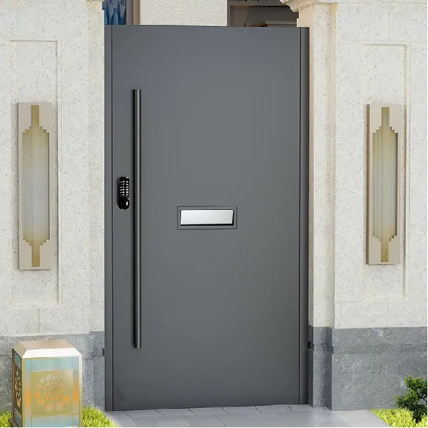 एकल पत्ती आधुनिक सामने डबल प्रवेश द्वार कांच और धातु सामने सामने दरवाजा ग्रिल पैनल डबल दरवाजा awnings के लिए सम्मिलित करता है गेट