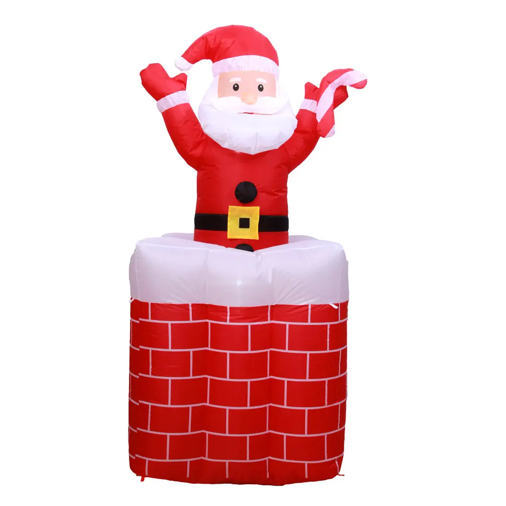 1.8m Outdoor Inflatable Christmas Decorations Santa In Chimney With LED Light