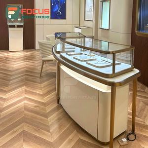 Wooden <b>Jewelry</b> Counter Glass Display <b>Cabinet</b> LED Light High End <b>Jewelry</b> Display Shelf Luxury Display <b>Cabinet</b> - Product Image 1