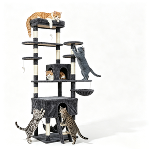 Arbre à chat tout-en-un de luxe pour le commerce extérieur, avec plateforme de saut stable pour plusieurs chats, personnalisable en gros - Product Image 2