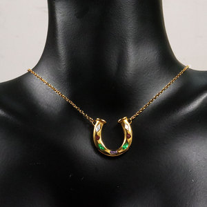 Collane con ciondolo moda estiva a ferro di cavallo collana in acciaio inox zircone colorato collana da donna impermeabile sole ragazza - Product Image 6