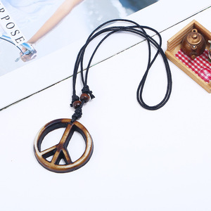 Colar Vintage de Resina com Pingente Paz Anti-Guerra para Homens e Mulheres, Colares Longos Ajustáveis, Acessórios de Joalheria - Product Image 4