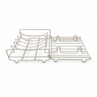 Égouttoir à vaisselle pliable compact et robuste en fil métallique pour assiettes et verres, idéal pour comptoir de cuisine et maison