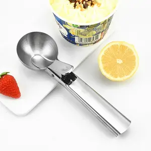 Cuchara de helado Premium con gatillo Cuchara de helado de acero inoxidable Cuchara de helado de metal resistente para yogur Gelato Sundaes