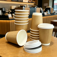 Gobelets en Papier Kraft Jetables à Double Paroi, Logo Personnalisé, Imprimés Dorure Or, pour Service de Jus 8oz/12oz/16oz Diamètre 90mm