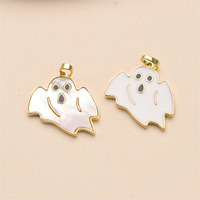 Charmes de bijoux en laiton plaqué or 18 carats pour enfants, collier pendentif fantôme d'Halloween