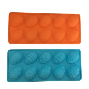 Food Grade Silicone Mold Round 10 Holes Easter Egg Shape Silicone Cake Mold Soap Molds