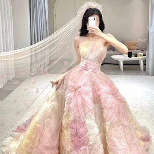 Nuevo Vestido de Novia de Lujo Ligero de Alta Gama con Flores y <span class=keywords><strong>Estambres</strong></span> Colgantes 2023 - Product Image 5