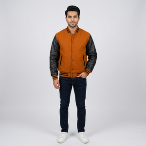 Wholesale OEM Customizable Varsity Letterman <b>Jacket</b> Breathable Design Stand Collar Wool/Viscose Shell Winter Ready Custom Color - Product Image 1