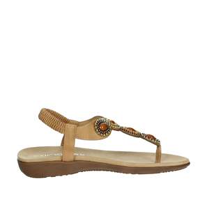 Amarpies Sandalias planas para mujer AKO28552 Zapatos cómodos con correa en T y cuentas negras - Product Image 4