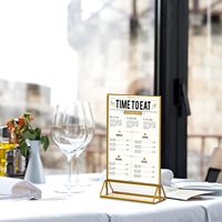 Lot de 6 cadres photo transparents avec bordure dorée, support vertical double face pour menus, présentoir acrylique pour tables de mariage