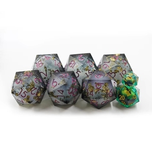 Dados Poliédricos de Resina con Núcleo Líquido Brillante Green <span class=keywords><strong>Goblin</strong></span>, Dados de Bordes Afilados para Juegos de Mesa RPG <span class=keywords><strong>DND</strong></span> Dungeons and Dragons - Product Image 4
