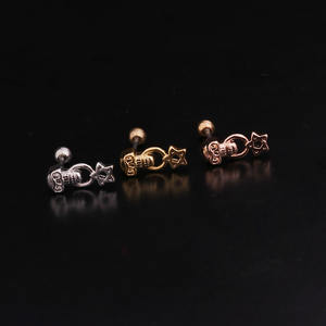 New moon spilla cranio di scheletro forma di gemma di cristallo DELLA CZ vestibilità aderente e rook daith helix trago penetranti della vite prigioniera lobo piercing orecchino - Product Image 6