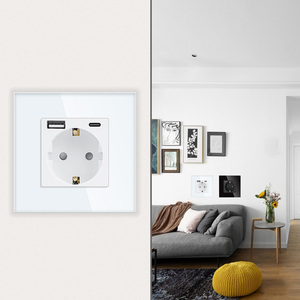 Tawoia Schuko với USB loại A + C tường cắm ổ cắm tiêu chuẩn nối đất USB sạc cổng loại một Loại C 5V 2.4A EU Ổ cắm điện - Product Image 4