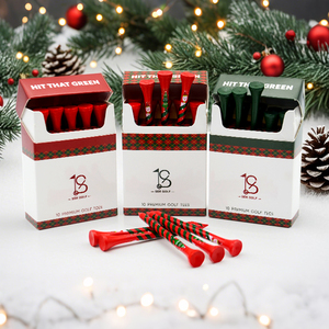 Индивидуальные премиальные Рождественские футболки для гольфа бесплатный дизайн сигаретная коробка упаковка биоразлагаемые бамбуковые деревянные футболки для гольфа - Product Image 1