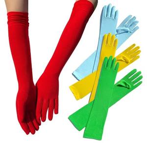 قفازات كلاسيكية سوداء وبيضاء وأحمر كوع ممتد بإصبع قفازات طويلة للنساء لحفلات الكريسماس وحلوى العروس والحفلات الموسيقية زي حفلة موسيقية قفازات نسائية - Product Image 2