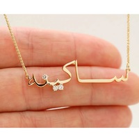 Colliers de mode personnalisés en acier inoxydable arabe, plaqué or 18 carats, avec pendentif boîte de nom islamique en zircon, bijoux pour femme, cadeau