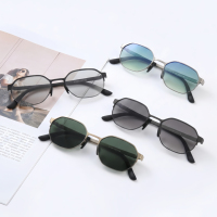 U-TOP Nouvelles Lunettes de Soleil Demi-Cerclées en Métal de Haute Qualité, Style Tendance, pour Hommes et Femmes, Monture Ovale Fine, Verres Polarisés TAC