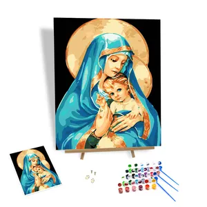 핫 세일 색칠 유화 페인트 숫자로 아트 캔버스 메리와 아이 종교 시리즈 DIY 디지털 유화 선물