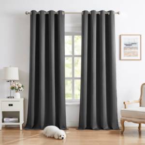 <span class=keywords><strong>Rideaux</strong></span> occultants gris foncé de haute qualité, 190 GSM, à œillets, isolants thermiques, 100 % occultants, <span class=keywords><strong>pour</strong></span> fenêtres - Product Image 2