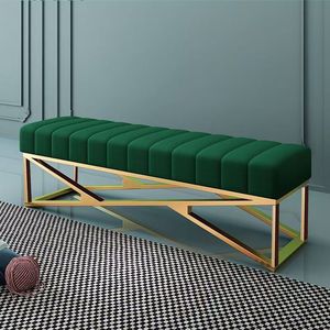 ม้านั่งห้องนั่งเล่นทันสมัย ฐานสแตนเลส หุ้มผ้ากำมะหยี่ สำหรับใช้ในบ้านและโรงแรม - Product Image 4