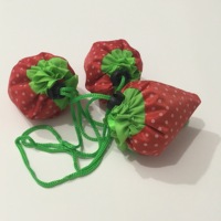 Sac fourre-tout pliable en polyester unisexe, écologique et recyclable, motif fraise rayé, avec poignée longue, pour courses