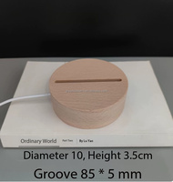 Support de base en bois rectangulaire, rond ou ovale pour lampe de nuit LED en verre acrylique 3D, support de charge de batterie, base de présentation en bois