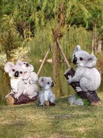 Statue de jardin en résine mignonne de la famille Koala, statues de jardin grandeur nature en résine, animal en résine, koala qui s'agrippant à un arbre