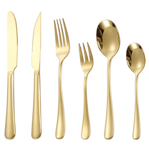 Ensemble de couverts en acier inoxydable, 6 pièces, couteau à steak plaqué titane, fourchette, cuillère, ustensiles à dessert, vaisselle de style occidental - Product Image 5