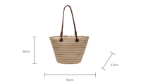 Sac tissé de style français pour femmes, grand sac à main rayé, sac de plage de style pastoral pour les vacances en bord de mer
