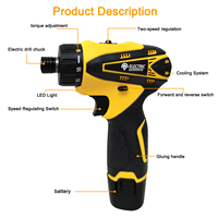 Ensemble d'accessoires pour perceuse à percussion électrique 12V Goddess, perceuse portable, 18+1 réglages de couple, tournevis électrique industriel DIY