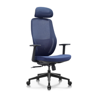Chaise de bureau exécutive ergonomique moderne pour la maison, dossier haut inclinable, entièrement noire, en tissu confortable, hauteur réglable, pivotante à 360°