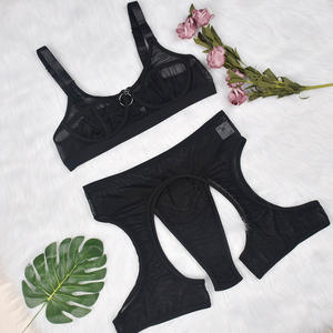 Moda encaje transparente Mujer Floral bordado mono moda ahueca hacia fuera conjunto de lencería mujer Sexy <span class=keywords><strong>ropa</strong></span> <span class=keywords><strong>interior</strong></span> conjunto Coquette Top - Product Image 2