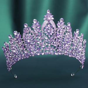 Couronne de mariée baroque européenne et américaine en alliage avec fleurs et strass pour concours de beauté, mariage et anniversaire - Vente en gros - Product Image 6
