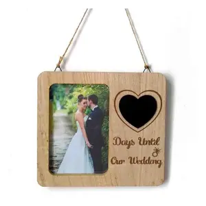 Moldura de madeira para fotos de casamento, placa de pendurar para quintal de noivado casamento festas e decoração de parede