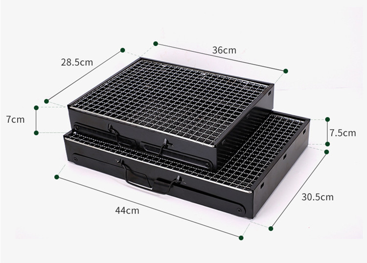 اجاق گاز کمپ قابل حمل کوره ذغالی استیل ضد زنگ چمدان تاشو کوره زغالی کباب پز 6
