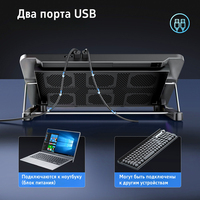 맞춤형 17인치 노트북 쿨링 패드 (8개 LED 팬 및 스마트폰 거치대 포함, 듀얼 USB 포트, 높이 조절 가능 게이밍 노트북 쿨러)