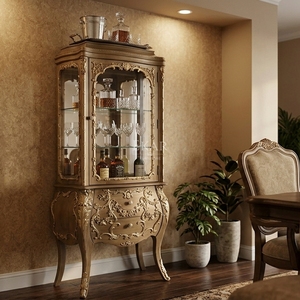 Vinoteca Estilo Heritage Chapada en Oro <span class=keywords><strong>Serafina</strong></span> |   Mueble para Vino de Estilo Clásico Americano de Lujo de EKAR FURNITURE - Product Image 3