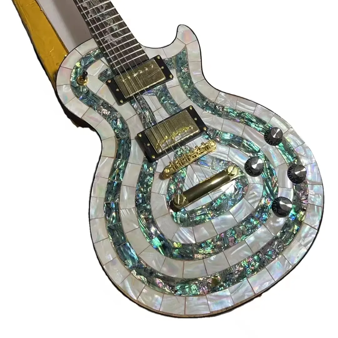 New High quality Byron custom abalone electric guitar white pearl Mahogany body best custom guitar