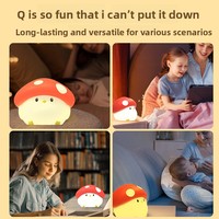Veilleuse en silicone en forme de champignon et poulet à charge rapide, lampe d'ambiance de chevet pour enfants, bouton tactile à trois niveaux