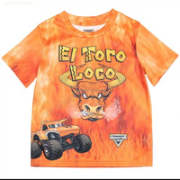 Kaos Lengan Pendek Anak Laki-Laki yang Dapat Disesuaikan, Cetak Digital 3D Seri Monster Jam, Kasual O-Neck, Pakaian HIGH STREET yang Dikompresi