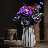 13038 Bloques Creativos Románticos, Modelo de Flor Morada Oscura, Piezas Pequeñas para Armar, Juego de Bloques de Construcción de Escritorio, Juguete para Niñas, Regalo