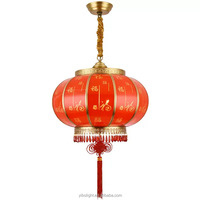Nouvelle lanterne LED rouge en cuivre pur de style chinois, lustre pour extérieur, villa, balcon, couloir, pavillon, luminaires suspendus
