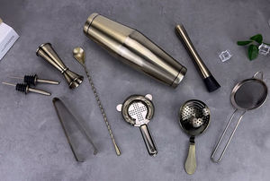 11 pezzi in ottone antico barista <span class=keywords><strong>Kit</strong></span> Shaker per Cocktail 304 in acciaio inox Bar accessori per la miscelazione del vino Boston Shaker Set - Product Image 6