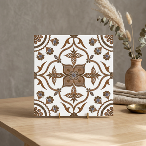 Carreaux de sol en céramique émaillée effet marbre Creta Beige 40x40cm, finition brillante, qualité supérieure - Product Image 5
