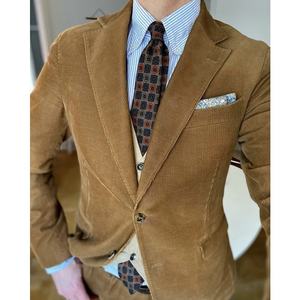 ब्राउन शरद ऋतु सर्दियों कॉरडरॉय पुरुषों सूट बनाया अनुरूप प्रोम 2 टुकड़े स्लिम फिट पुरूष शादी पुरुष फैशन पोशाक कस्टम - Product Image 1