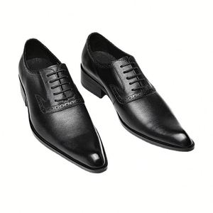 New Genuine Leather Shoes Round <b>Toe</b> Casual Thick Soled Patent Leather Suit Wedding Shoes Men's Leather Shoes - Product Image 5