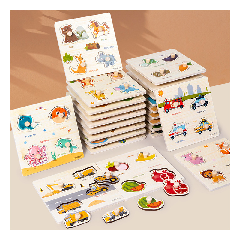 Wooden Hand Grab Board Peg Puzzle