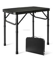 Table de camping pliable OEM avec cadre en aluminium, hauteur réglable sur 3 positions, poignée de transport légère, portable pour le camping en plein air