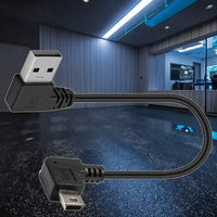 Kabel isi daya Data 90 derajat USB 2.0 pria, sudut kanan/kiri Mini 5 Pin dapat disesuaikan untuk kamera MP3 untuk berbagai perangkat